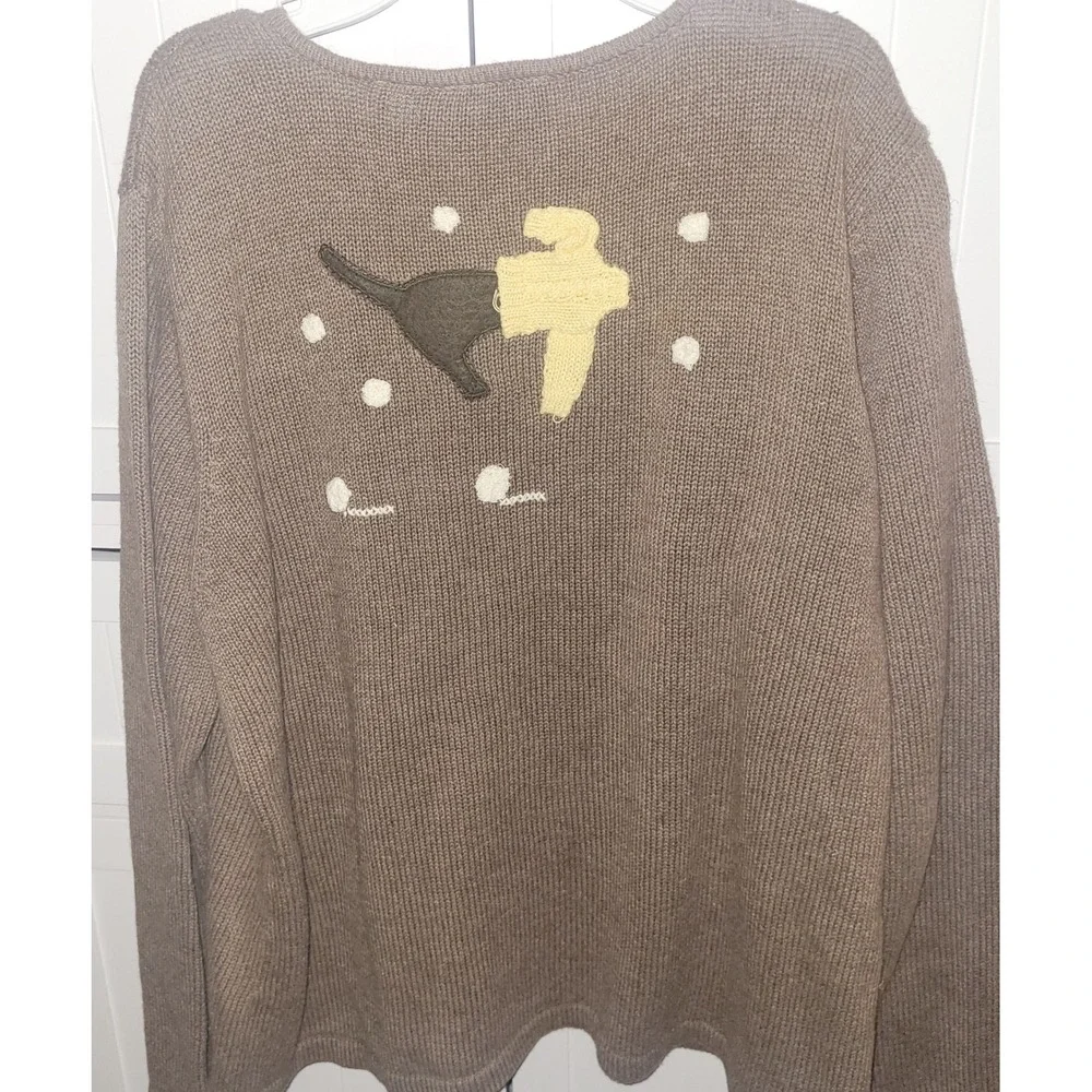 Crazy Horse XL Cardigan Sweater Brown Dogs Embroidered Knit Full Zip‎ vintage - Picture 6 of 6